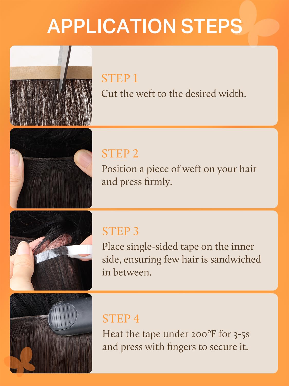 DOORES Remy Human Hair Invisible Tape-In Weft Extensions