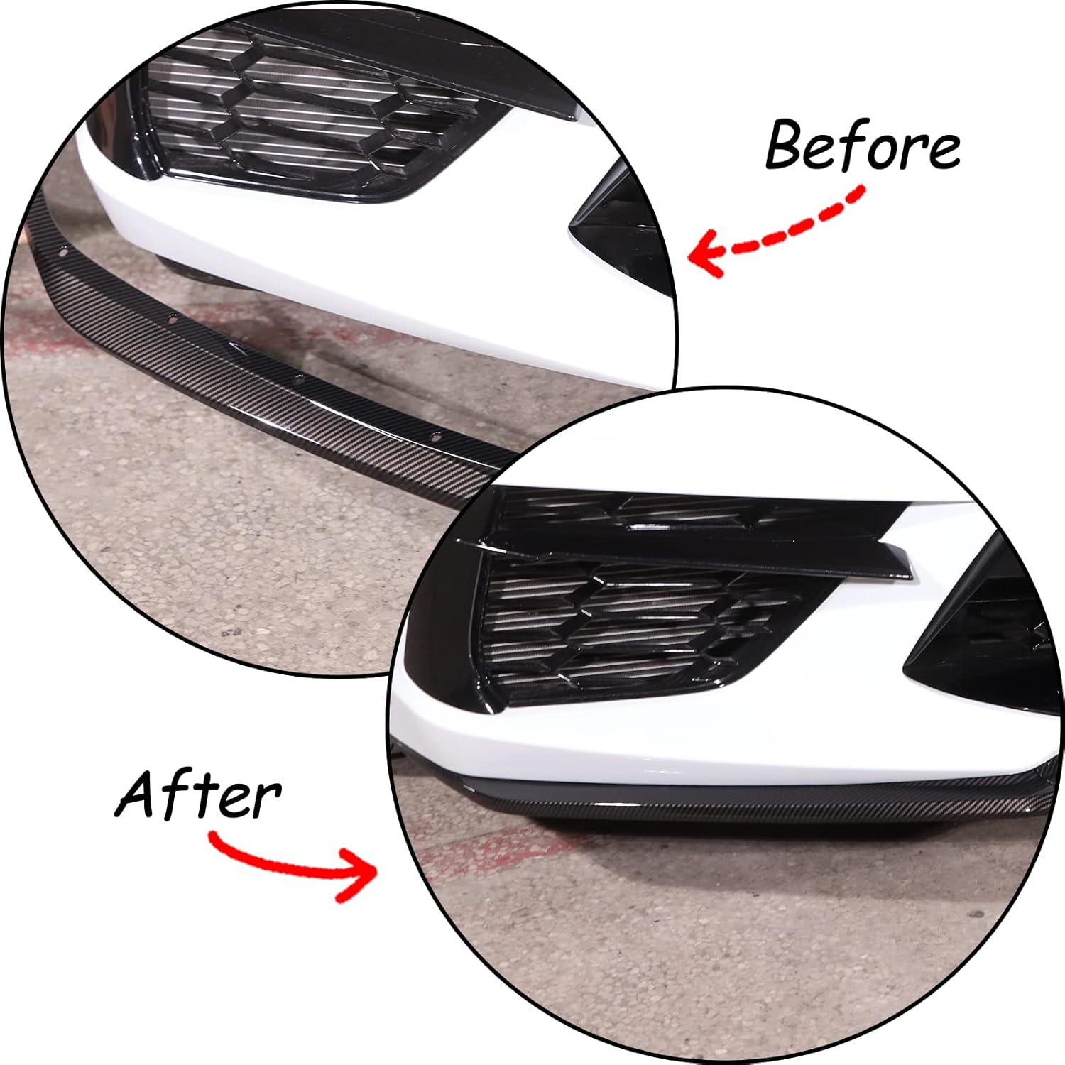 Front Bumper Lip Chin Spoiler Splitter Diffuser Guard Wing Protector Trim Car Body Kit Compatible with Chevrolet Corvette C8 Z51 2020-2023, ABS Plastic Carbon Fiber Pattern C8 Accessories