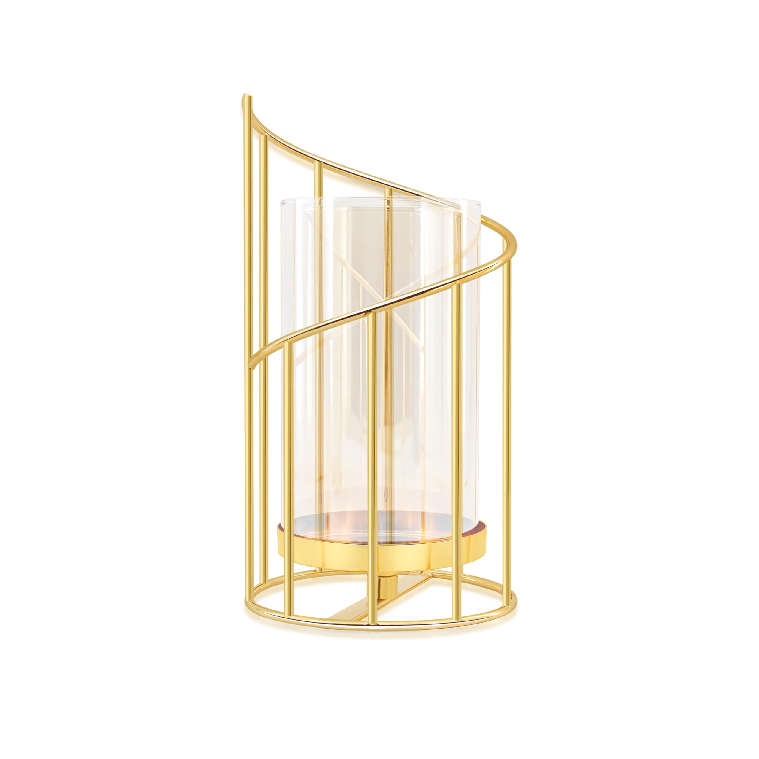 YIUTOYILY Hurricane Candlestick Holder,Pillar Candle Holders Gold Candle Holders Candlesticks Holder with Glass Hurricane Lid,Metal Candle Holder for Wedding, Dinning, Party