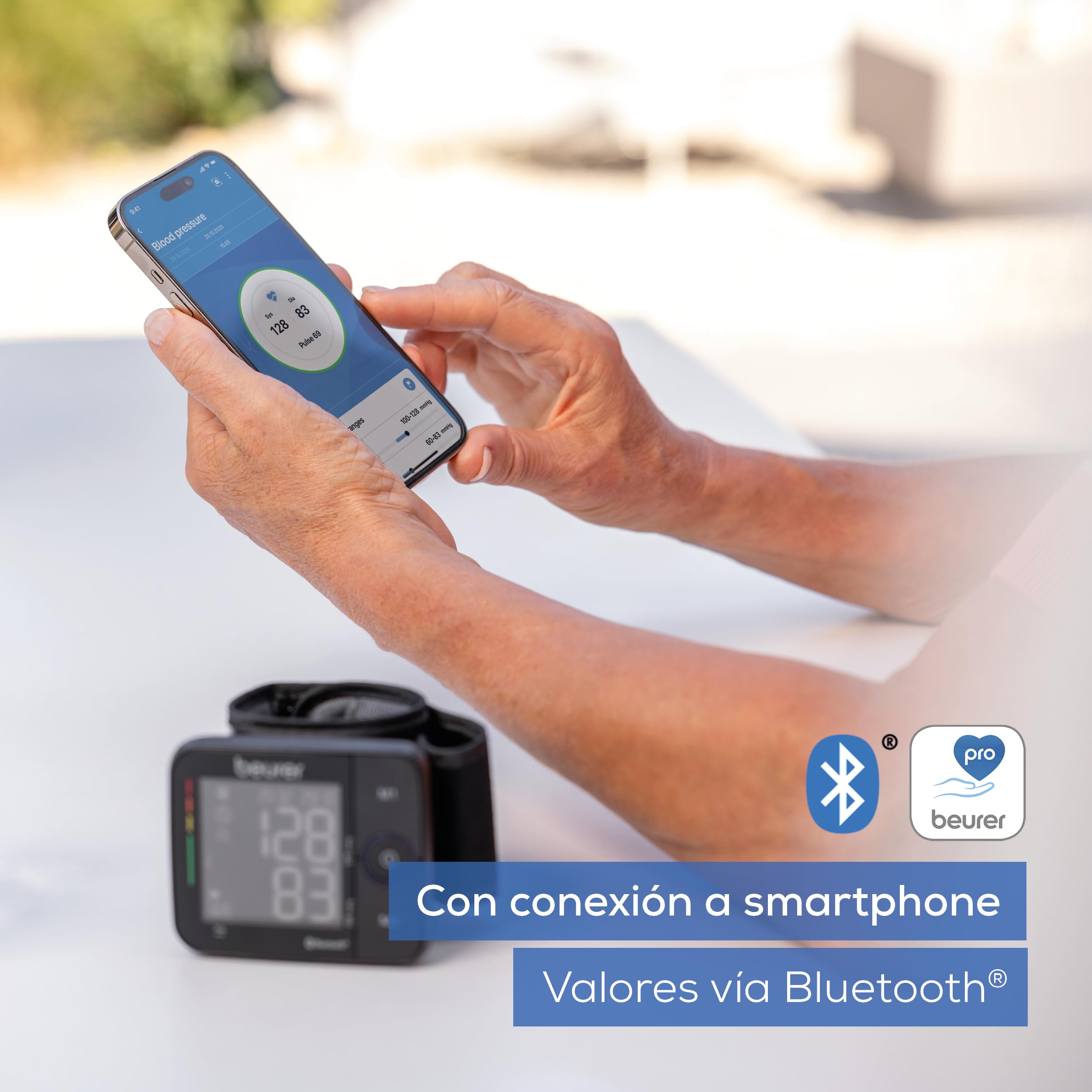 Beurer BC 54 tensiómetro de muñeca con tecnología de inflación, indicador de riesgo en color, detección de arritmias, muñeca 13,5-21,5 cm, con app, transferencia de datos a Apple Health