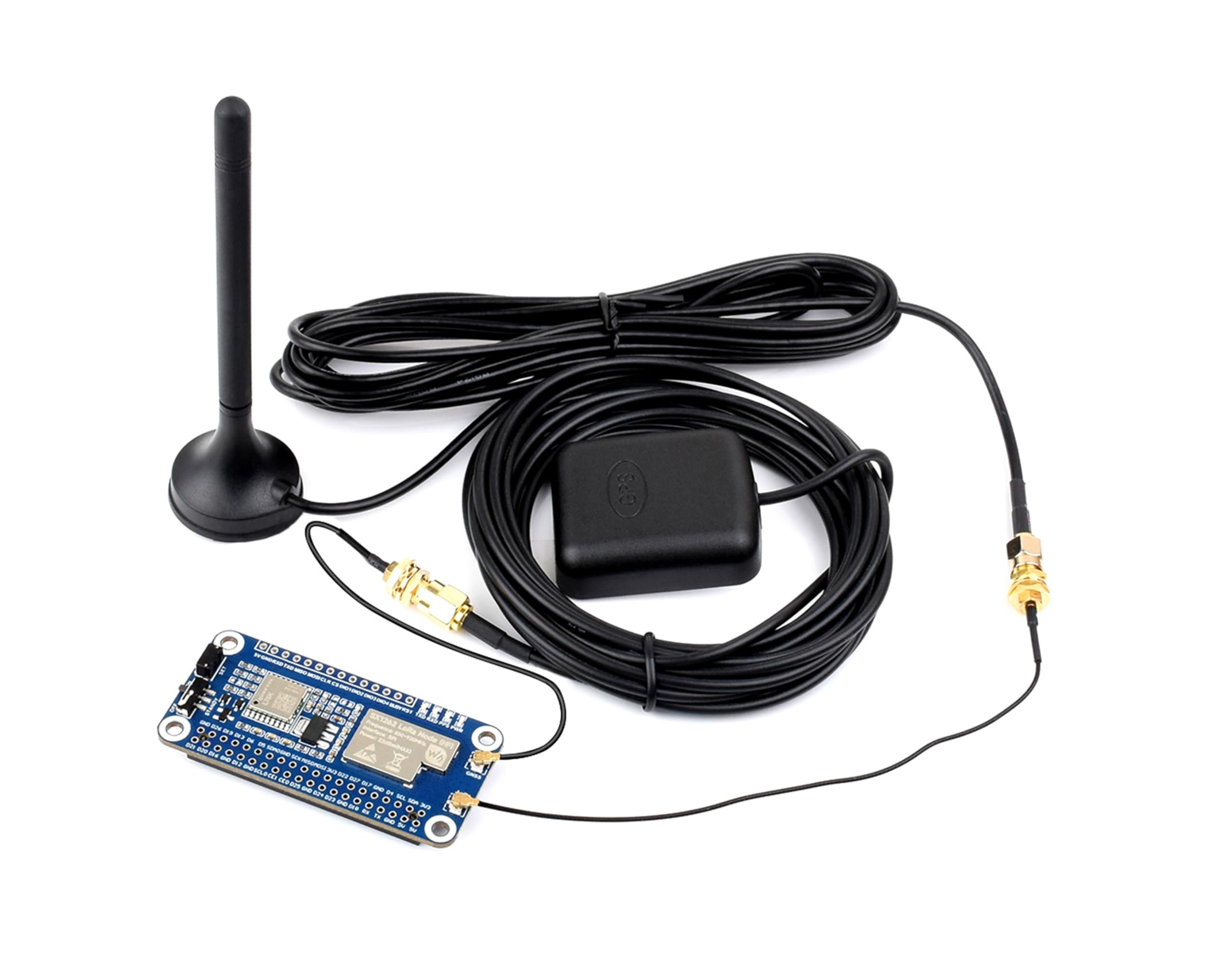 SX1262 LoRaWAN/GNSS HAT SX1262 RF Chip LoRa Module Extension Board pour Raspberry Pi 5/4B/3B+/Pi3B/Pi Zero W WH/Zero 2W, avec antenne CB magnétique, convient pour réseau à bande sub-GHz, avec antenne