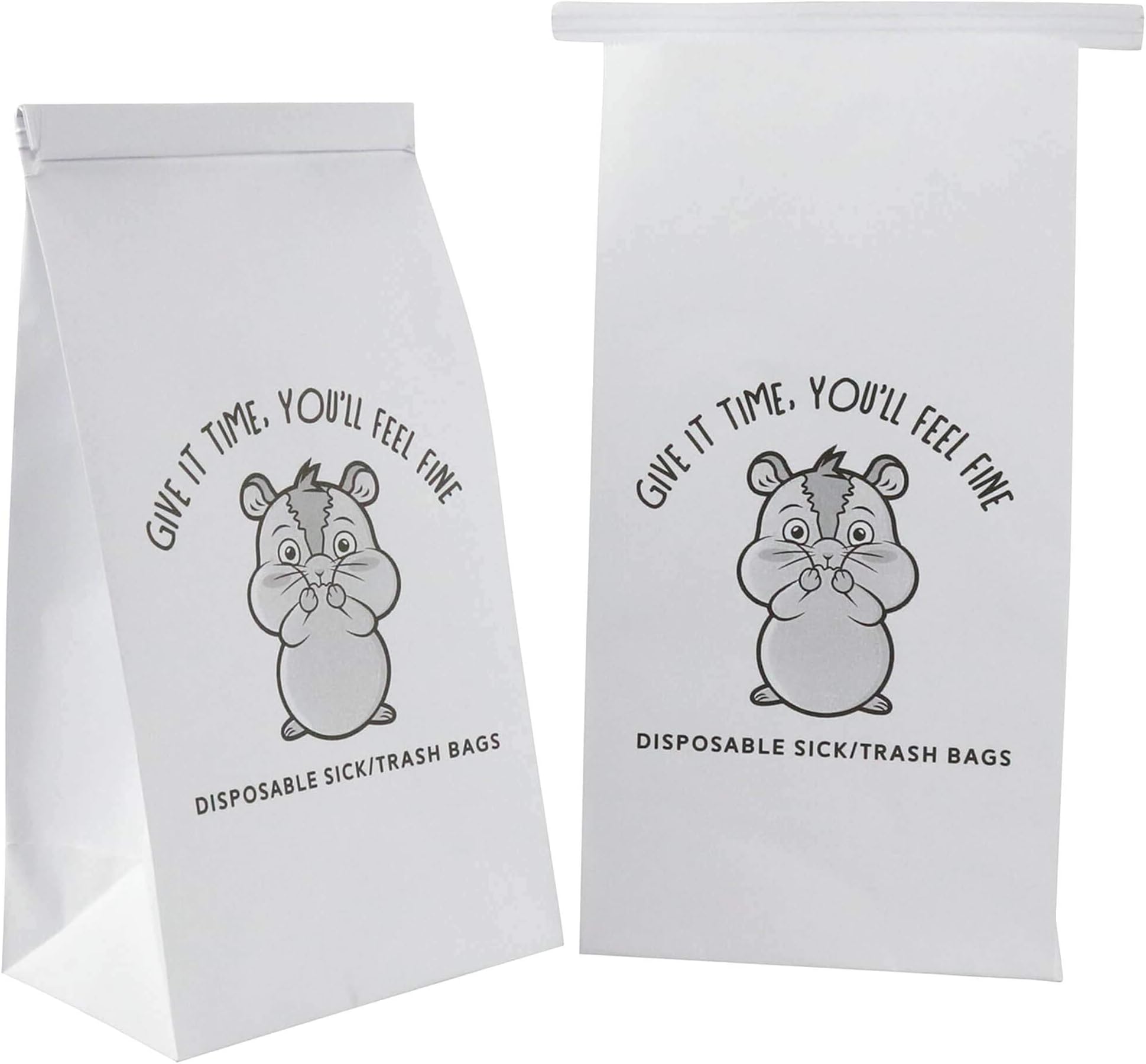 50 Vomit Bags. Disposable Leak Resistant Sick/Barf Bags with a Cute Emoji. Bulk Vomiting/Throw up Bags for Car Sick Kids, Airline Travel Motion & Morning Sickness, Uber Lyft Drivers, Pregnancy