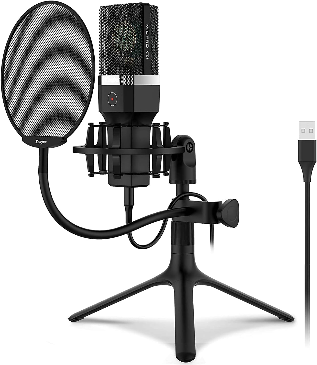 Coverzone Profesyonel Stüdyo Mikrofon Kayıt Frekans aralığı: 20Hz – 20kHz Condenser Masaüstü Canlı Yayın Mikrofonu PC USB, Oyun, Podcast, Kayıt, Yayın, Mac, Winows ile Uyumlu X1