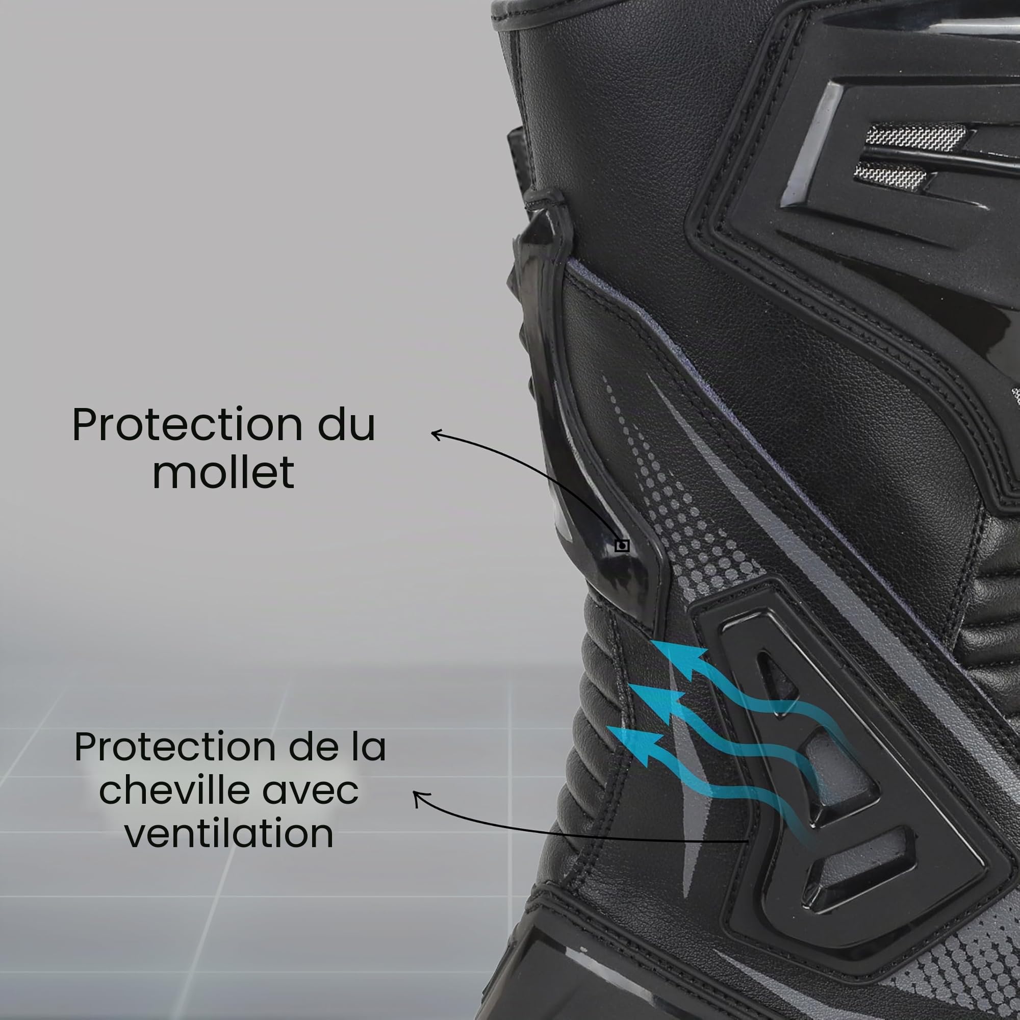 Générique Bottes de moto imperméables Storm en cuir véritable avec protection antidérapante pour la course et le sport, homologuées CE