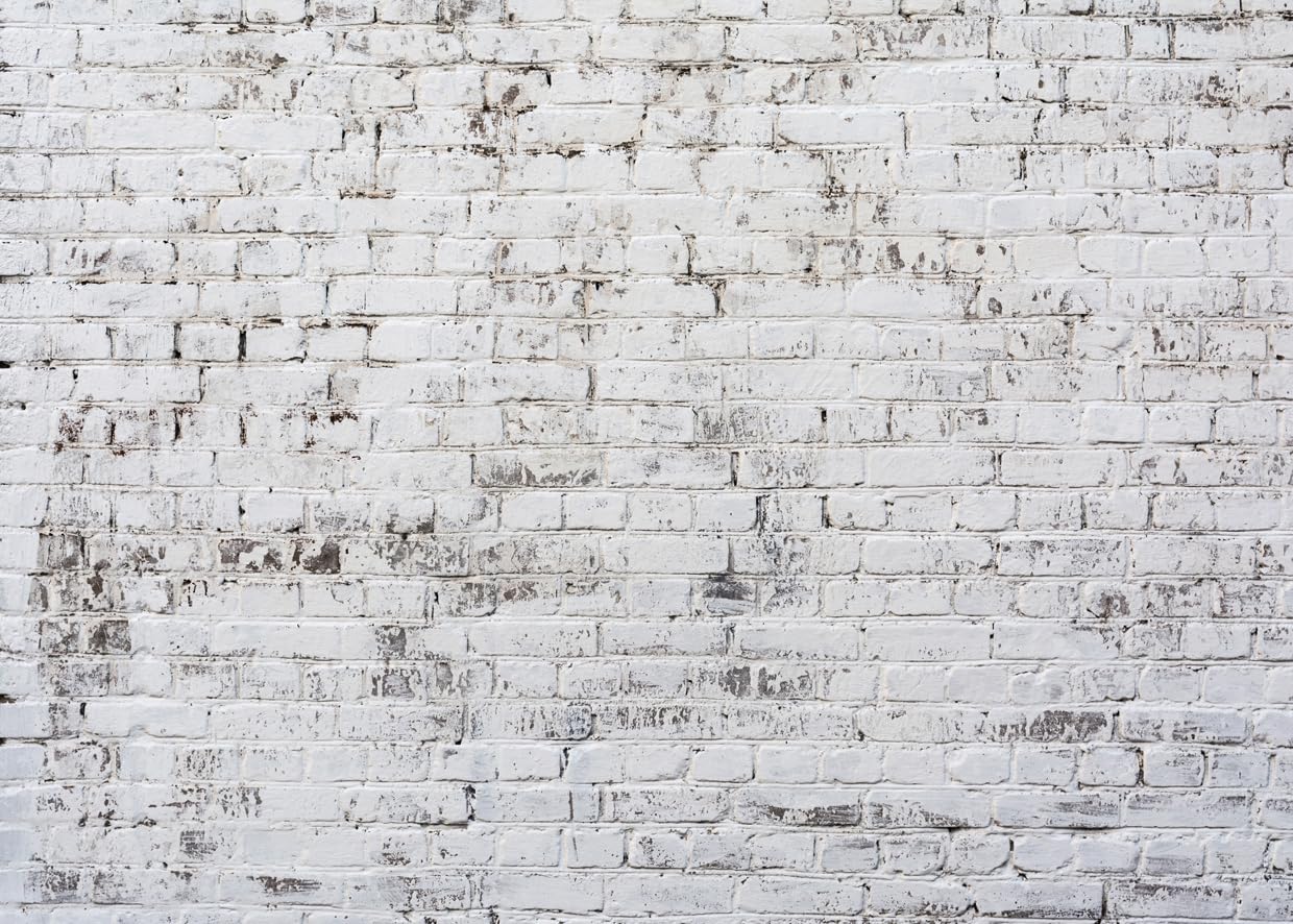 SJOLOON Retro Brick Wall Backdrop White Nostalgia Photo Backdrop for Birthday Party Decoration Photography Studio Props 12690 (7x5FT)