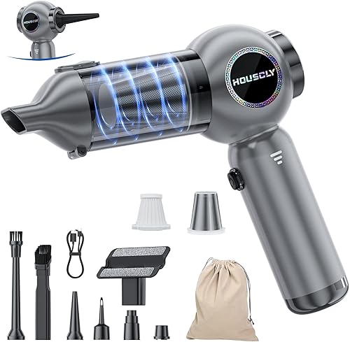 Aspirador de mano portátil inalámbrico de 25000 Pa de alta potencia, pequeño, mini aspiradora de mano recargable, 4 en 1, bomba de soplador de aire