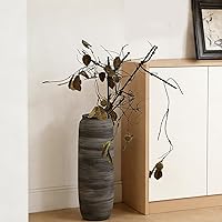 Vista 3 de ALMA Jarrón de suelo alto negro para hierba de las pampas, jarrón gris extra grande de 18 pulgadas para decoración del hogar, jarrones de cerámica