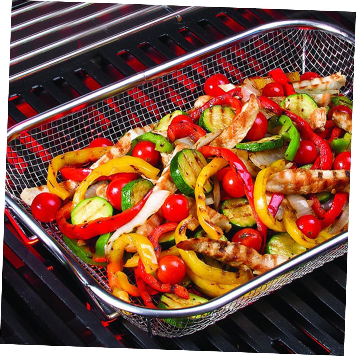 Stainless Steel Bbq Vegetable Basket Handles Camping Grill Rack Vegetarian Storage Basket Grill Accessory over Sink Colander