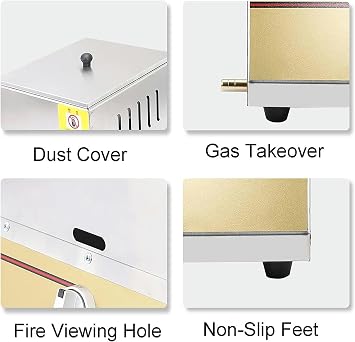 Commercial Fat Fryer Basket Commercial Deep Gas Fryer, Stainless Steel Countertop Lpg Gas Deep Fryer, With Basket Lid, Removable Oil Container, For Commercial Restaurant ,10l+10l+2 Fried Basket