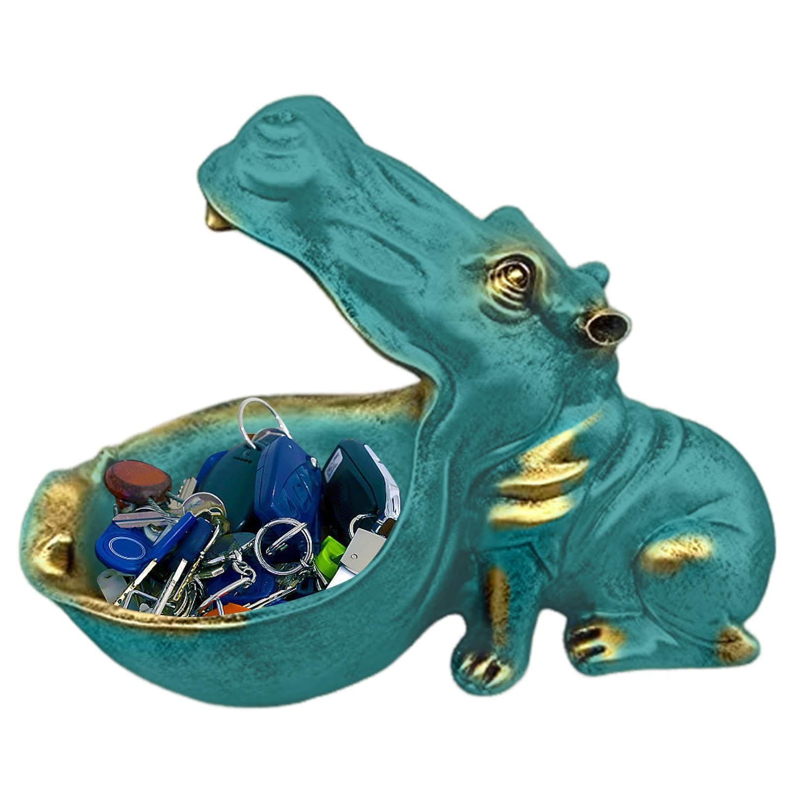 Hippo Candy Dish | Fun Hippo Key Bowl | Weird Hippo Figurine Resin Hippopotamus Figurine Tray, Multifunctional Storage Box for Desk & Entry Table