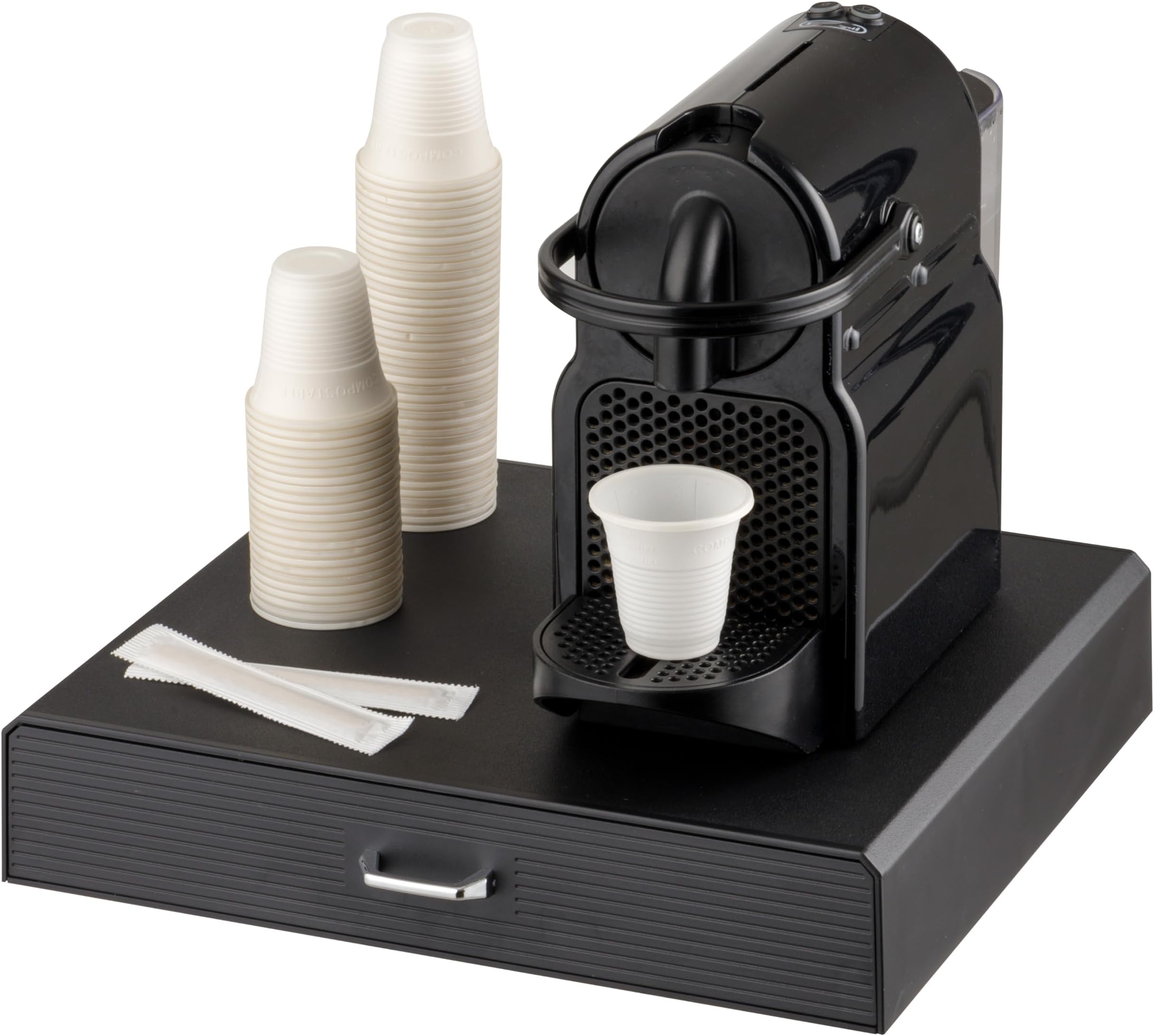 Porta Capsule Caffè - Cassetto Con Base Antiscivolo - Capacità 40 Capsule - Dimensioni 23x5x30 Cm - Nero - Foto 2