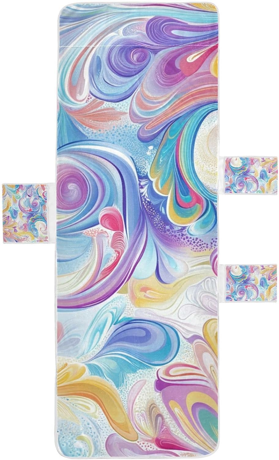 Abstract Art Colorful Leaves Patio Chaise Lounge Chair Cover Waterproof Outdoor Chair Covers with Windproof Straps for Outdoor Sunbathing Trips, 85" X 30"