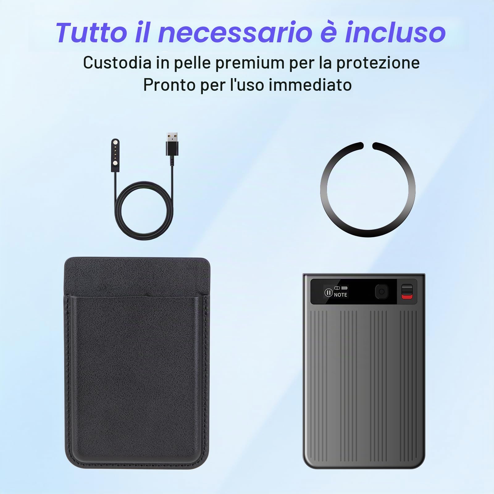 Registratore Vocale IA Qoosea, 64GB con Trascrizione ChatGPT-4.0 e Mappa Mentale, Controllo App per Riunioni, Lezioni, Chiamate, Doppia Modalità di Registrazione, Servizio AI Gratis 1 Anno