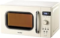Vista 8 de COMFEE' Horno de microondas pequeño retro con tamaño compacto, 9 menús preestablecidos, plato giratorio con memoria de posición, función