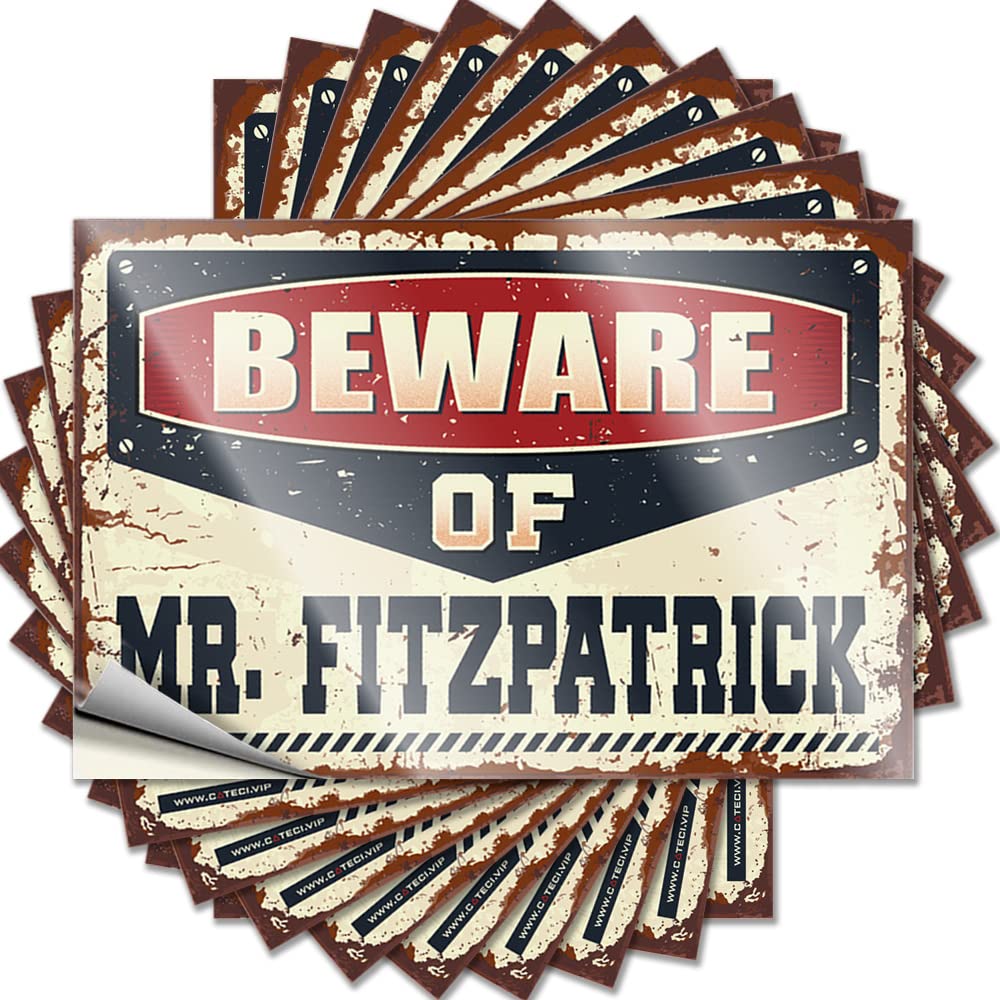 Space Room Decor Nice Decal | Beware of Mr. Fitzpatrick Fuzzy Durable Vinyl Sticker Easy Apply for Cruise(8X12CM)