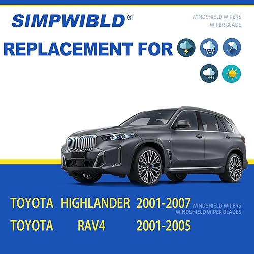 Vista 134 de SIMPWIBLD 3 limpiaparabrisas de repuesto para Hyundai Santa Fe/2013-2016 Mazda CX-5/2001-2007 Toyota Corolla 2007-2012, repuesto de equipo original