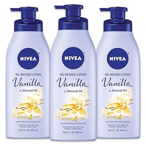 NIVEA Loción corporal infundida de aceite de vainilla y almendra 169 FL Oz paquete de 3