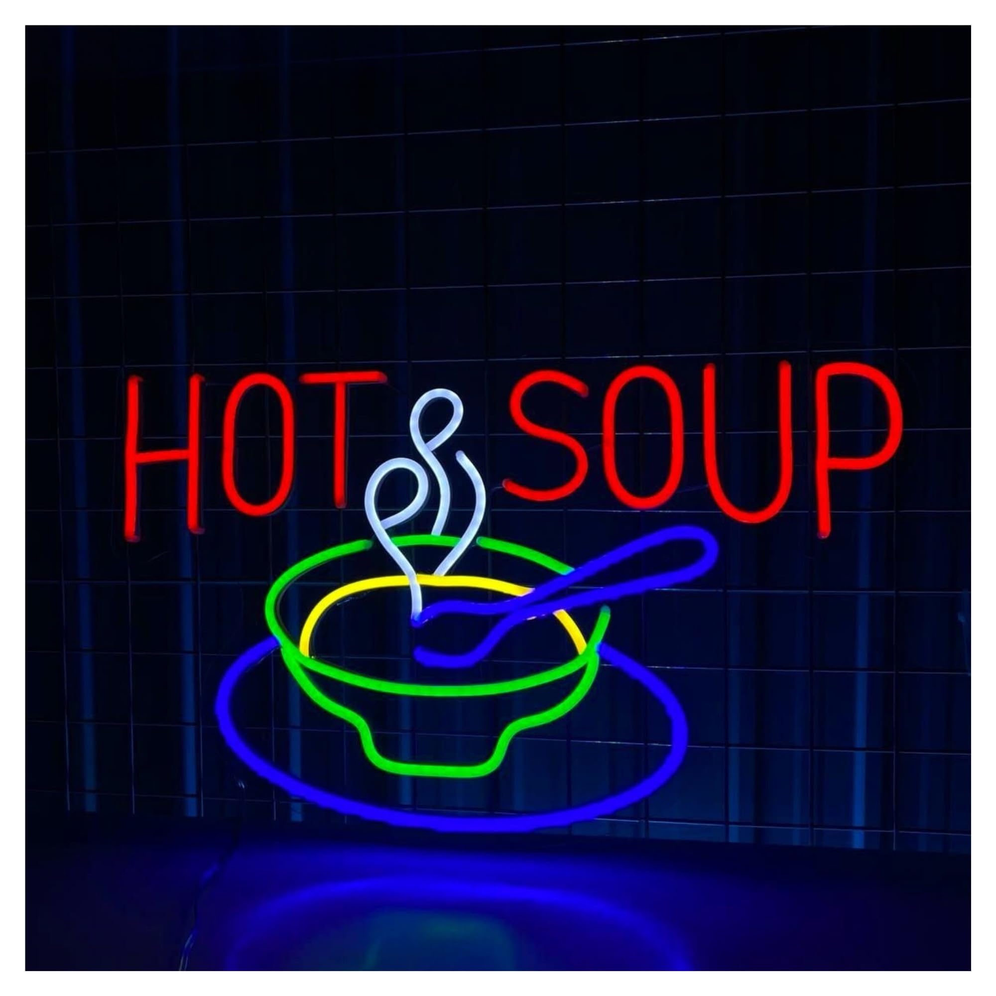 Decoración Lámparas Letrero De Neón Hot Souppara Cocina, Restaurante, Cafetería, Tienda, Escaparate, Entrada Comercial, 58cm