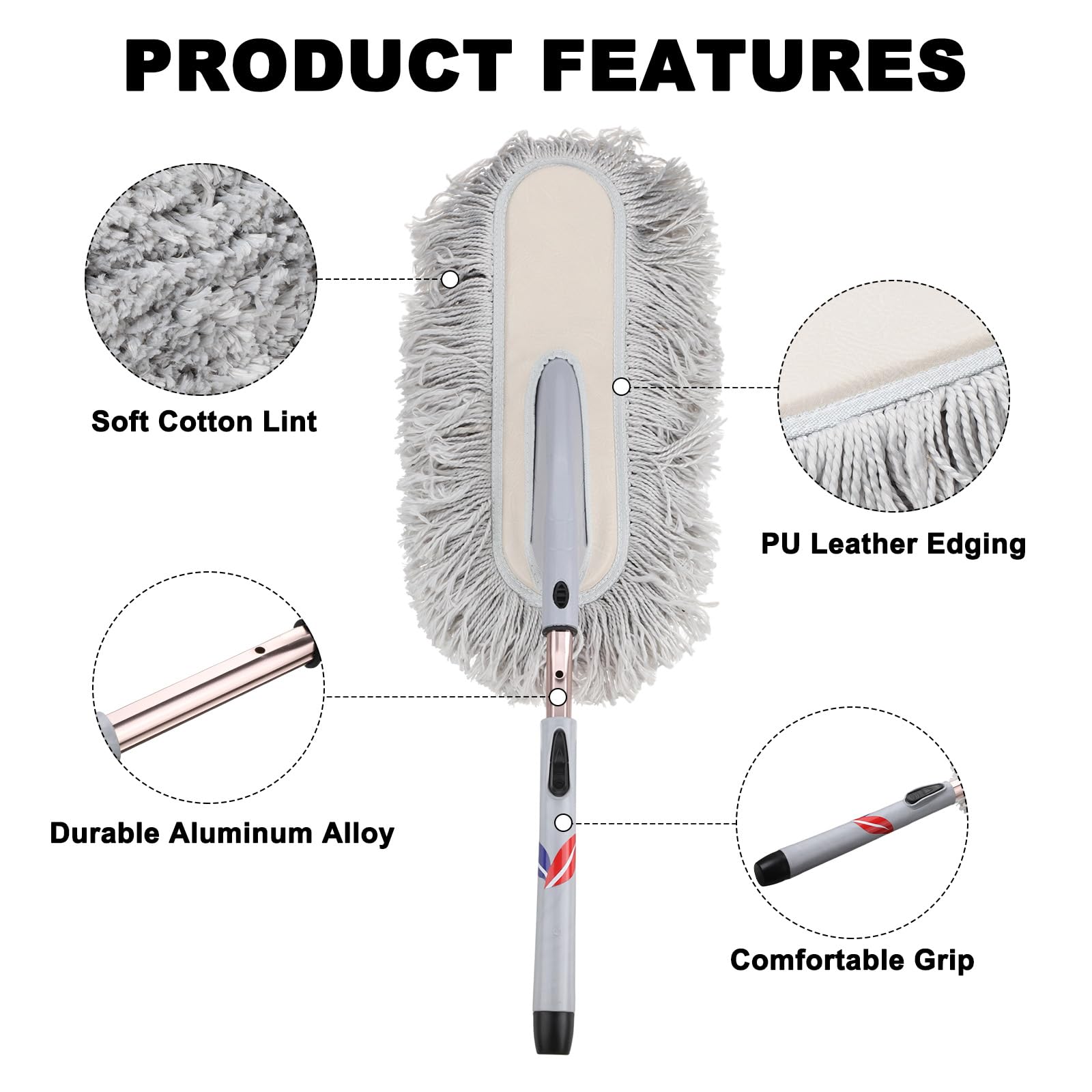 sourcing map Brosse de nettoyage extérieure anti-rayures pour voiture, outil de nettoyage de voiture souple haute densité avec poignée rétractable pour voiture, SUV, camion, moto, nettoyage de la