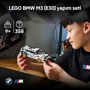 LEGO Speed Champions BMW M3 (E30) 77263 | 9 Yaş ve Üzeri Çocuklar için Kıyafetli Sürücü Minifigürü İçeren Koleksiyonluk Oyuncak Yapım Seti, Hediye Fikri (358 Parça)