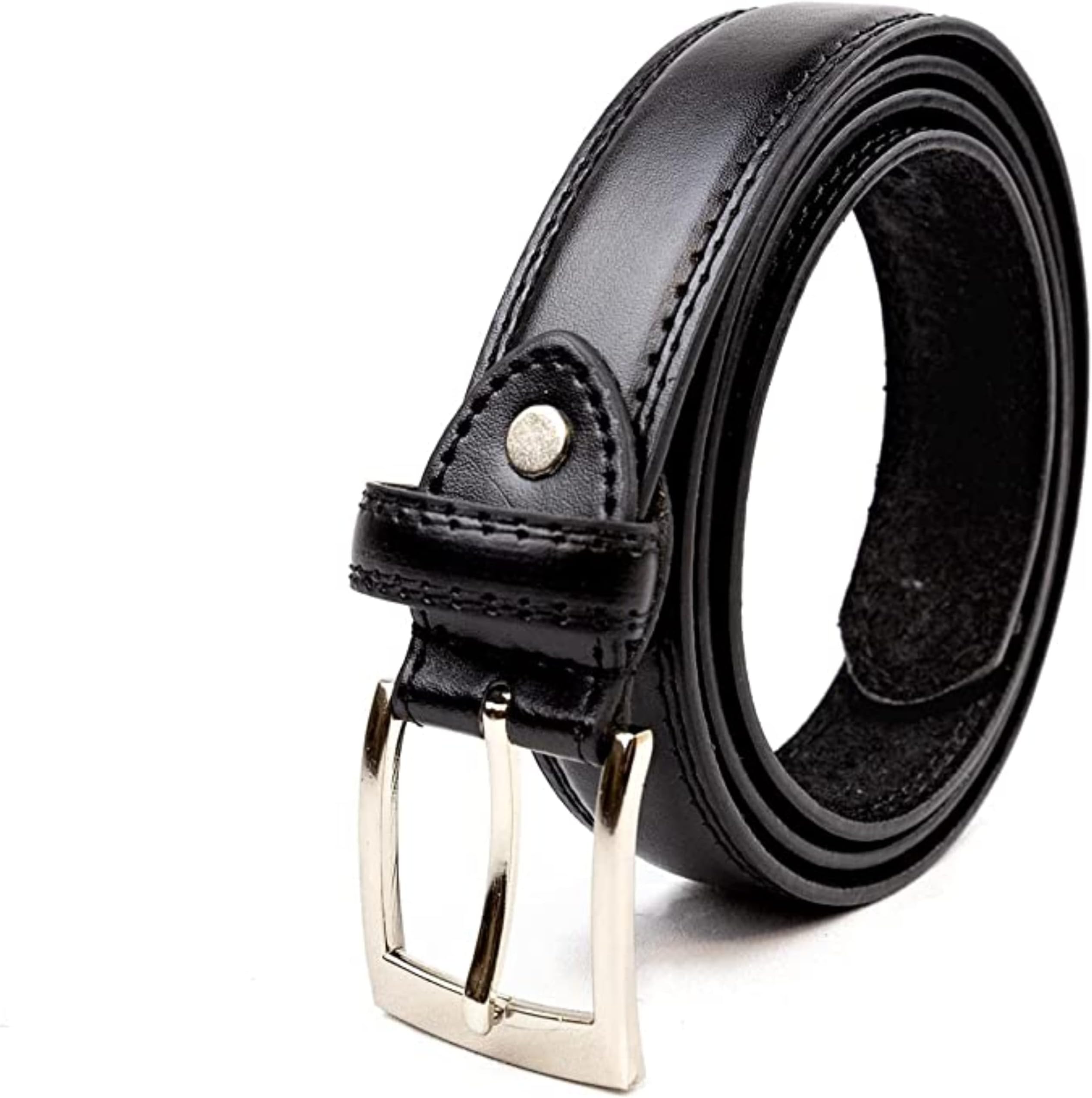 GENTS BELTS UKMen's Leather Lined Belt, Classic Milano 1" Wide (28" - 31" SMALL, BLACK)