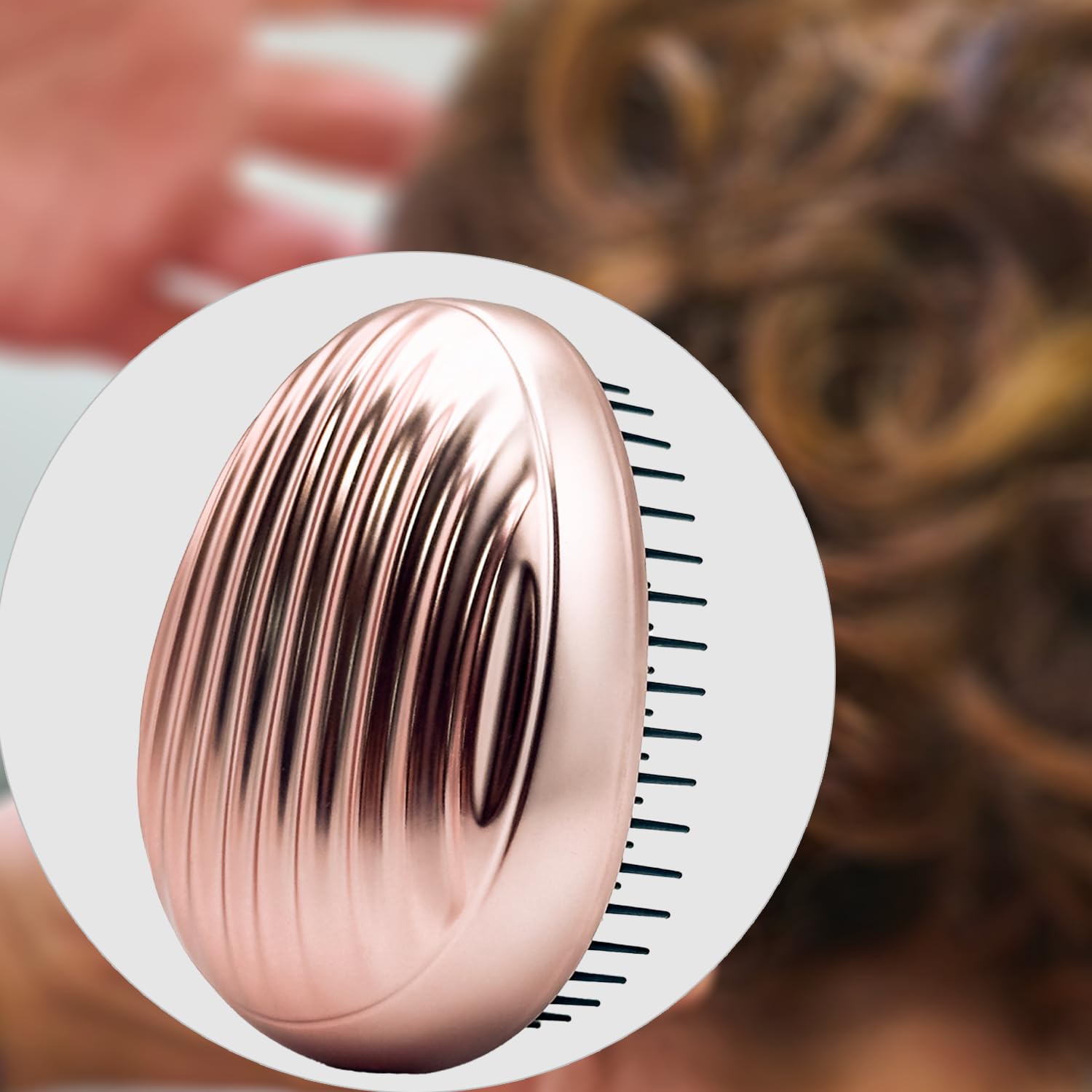 WYNK Spazzola districante portatile da viaggio, a forma di conchiglia, per donne, piccola spazzola per capelli spessi, spazzola districante per capelli da viaggio (oro champagne)