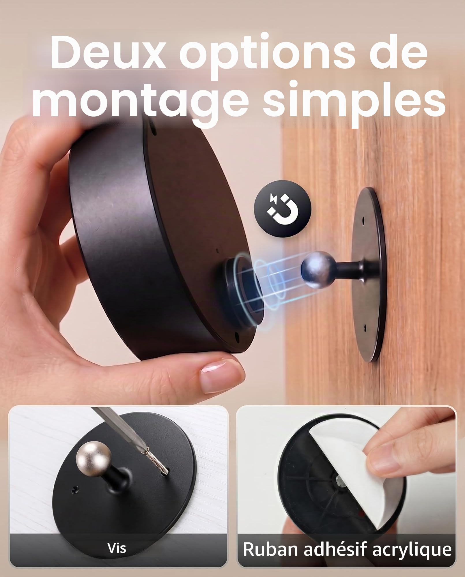EZVALO Applique Murale Sans Fil Intérieure Rechargeable,5500mAh,LED à Intensité Réglable,3Températures de Couleur,Rotation à 360° et Commande Tactile pour Salon,Chambre,Chevet,Couloir, Noir (2 Pièces)