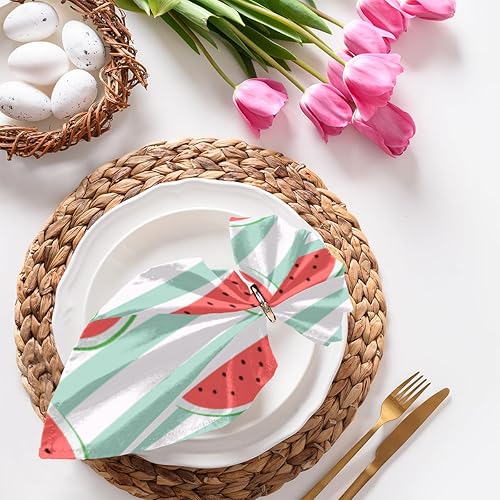 Cloth Napkins Set of 6 Summer Watermelon 20x20 Inch Cloth Napkins Watermelon Stripes Washable Reusable Kitchen Dinner Napkins Table Decor for