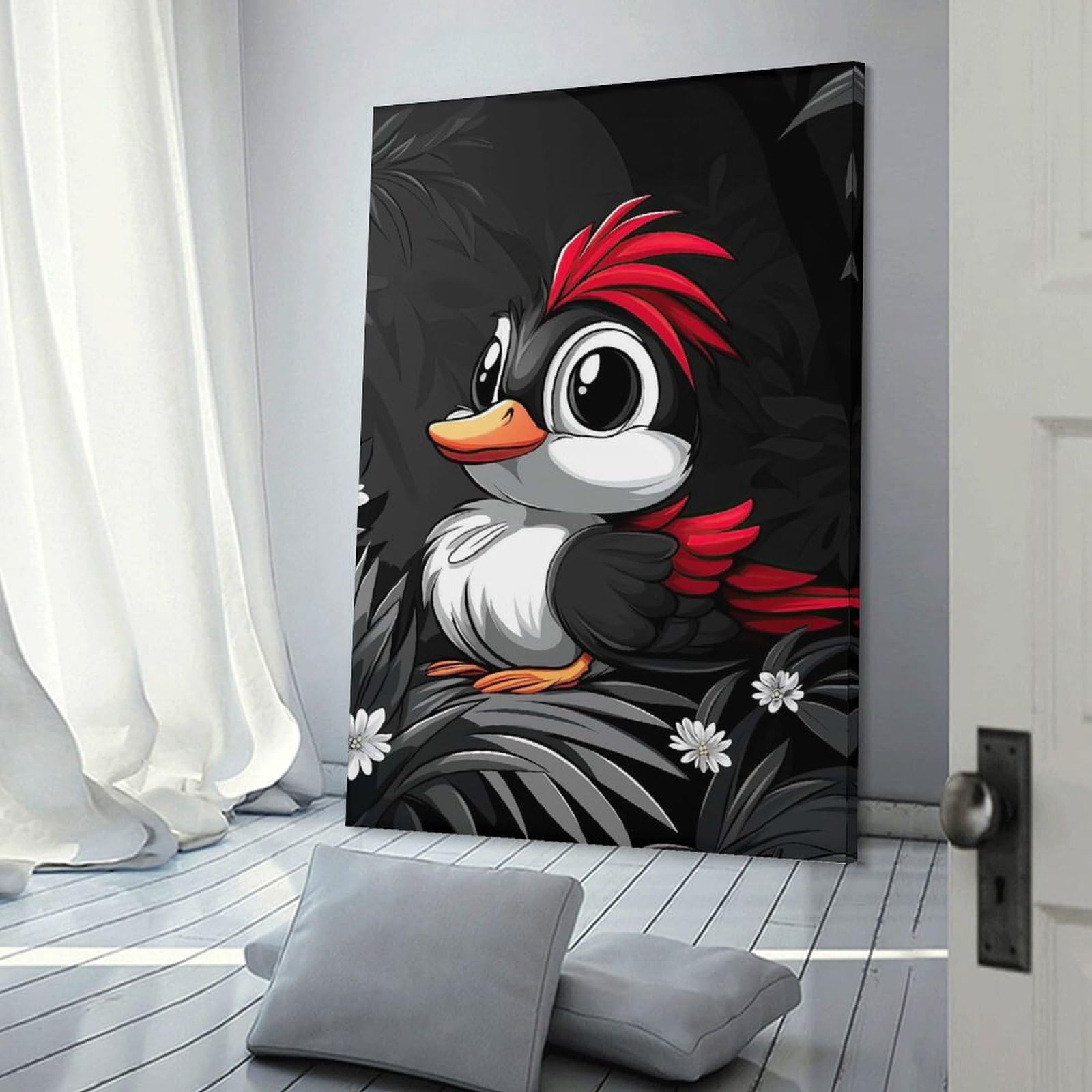 Junmoney Decorative Wall Artwork Cute Cartoon Bird, 20x30inch(50x75cm), for Lounge, Bedroom Or Personal Spaces, Gift Idea for Housewarming And Birthdays