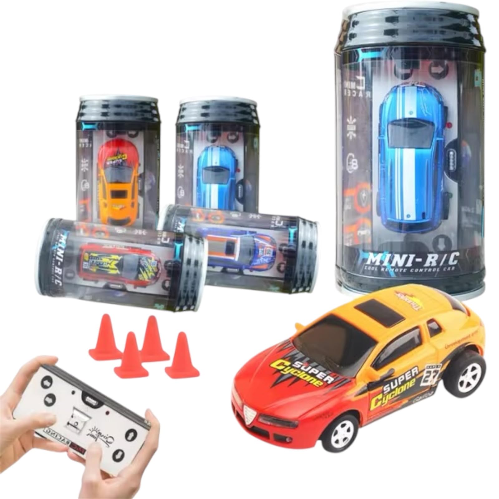 TRH Toy Rush Mini High-Speed RC Remote Control Micro Racing Car With LED Lights Toys Small Gift For Kids, Multicolor