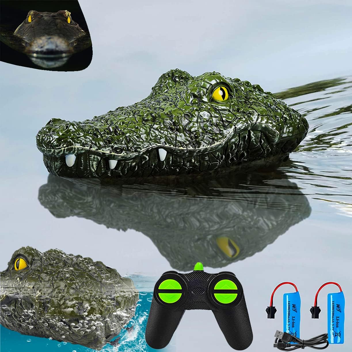 Terrifi Remote Control Boat, 2.4G High-Speed Simulation Crocodile Head Water Toys For Pools And Lakes - Floating Head, High Alligator Rc Boats Prank Adults Kids
