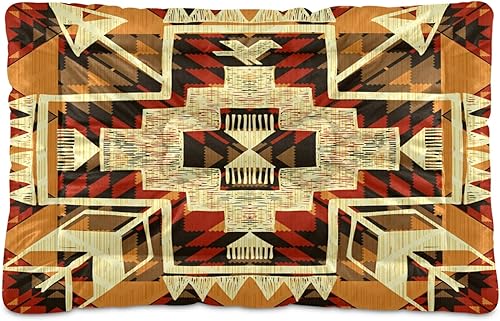 xigua Cama para perros estilo nativo americano, cama para gatos, cama rectangular ultra suave y cómoda para mascotas, bonita cama calmante para