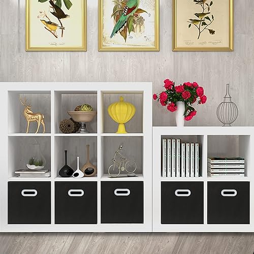 Vista 192 de Contenedores de almacenamiento de tela de tela, organizador de cubos de tela con asas dobles, cestas de almacenamiento plegables para el hogar