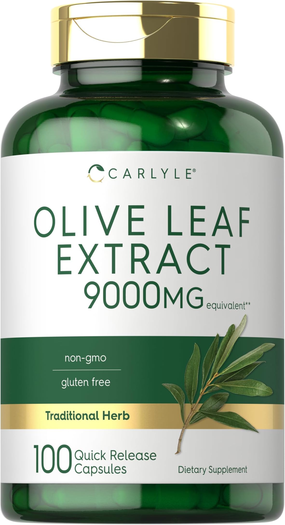 Olive Leaf Extract Capsules | 9000mg | 100 Count | Non-GMO, Gluten Free | High Potency Supplement