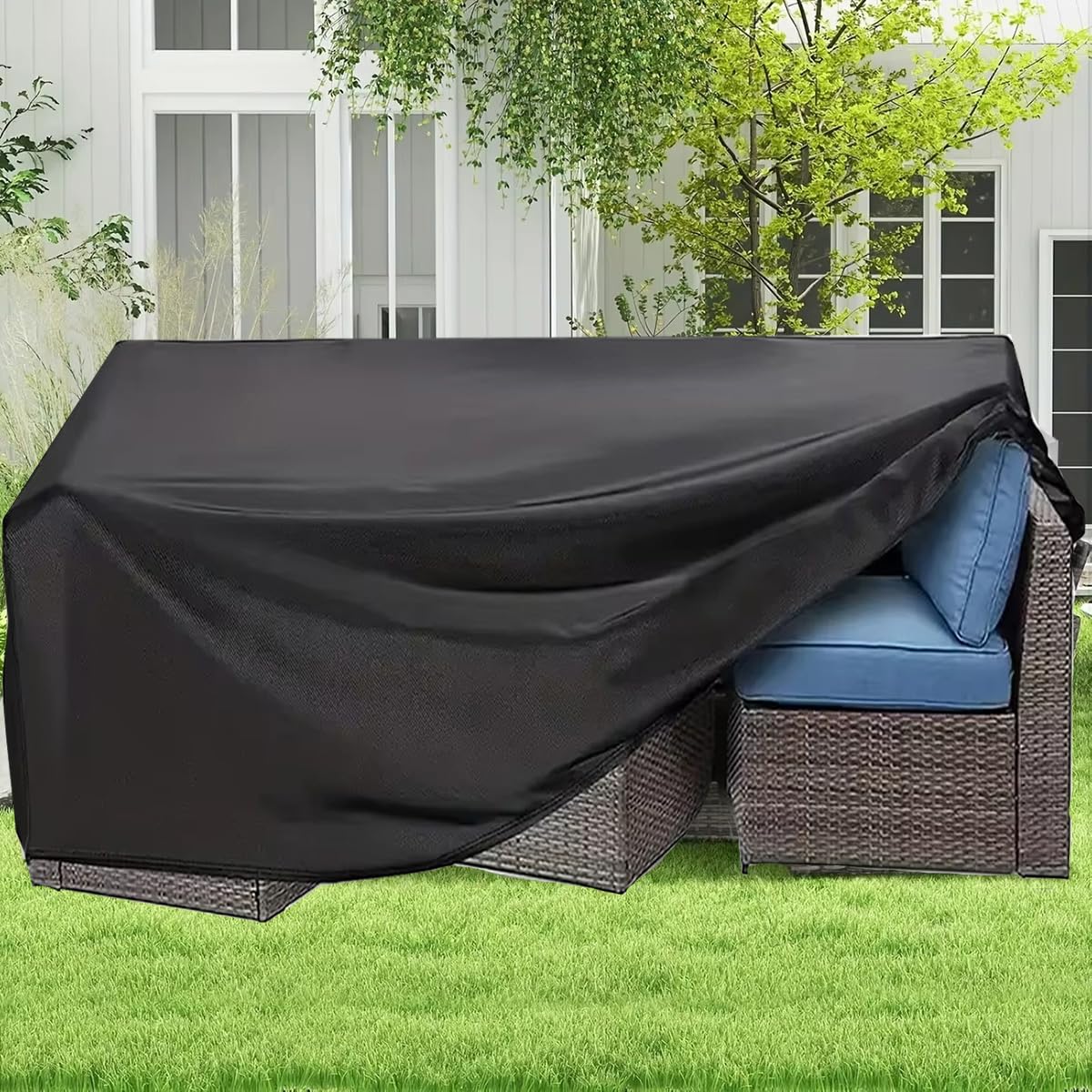 ZXBNNN Outdoor Garden Furniture Covers, 70x50x40cm/LxWxH 600D Oxford Fabric Garden Table Cover Protection for All Weather Table and Sofa Sets with Rope and Lock Buckle