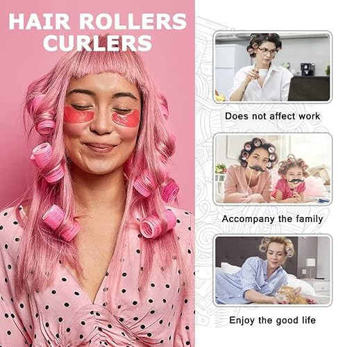 Miniatura 8 de Sungenol - Juego de rodillos de autoagarre, 12 piezas, rizadores de cabello sin calor, rodillos para cabello largo, medio y corto, rodillos de
