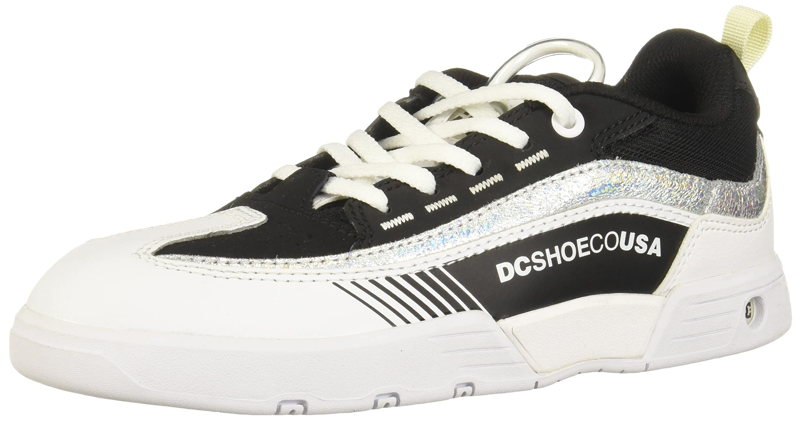 DC Women's Legacy 98 Slim Skate Shoe, Black/White/Silver, 9 M US