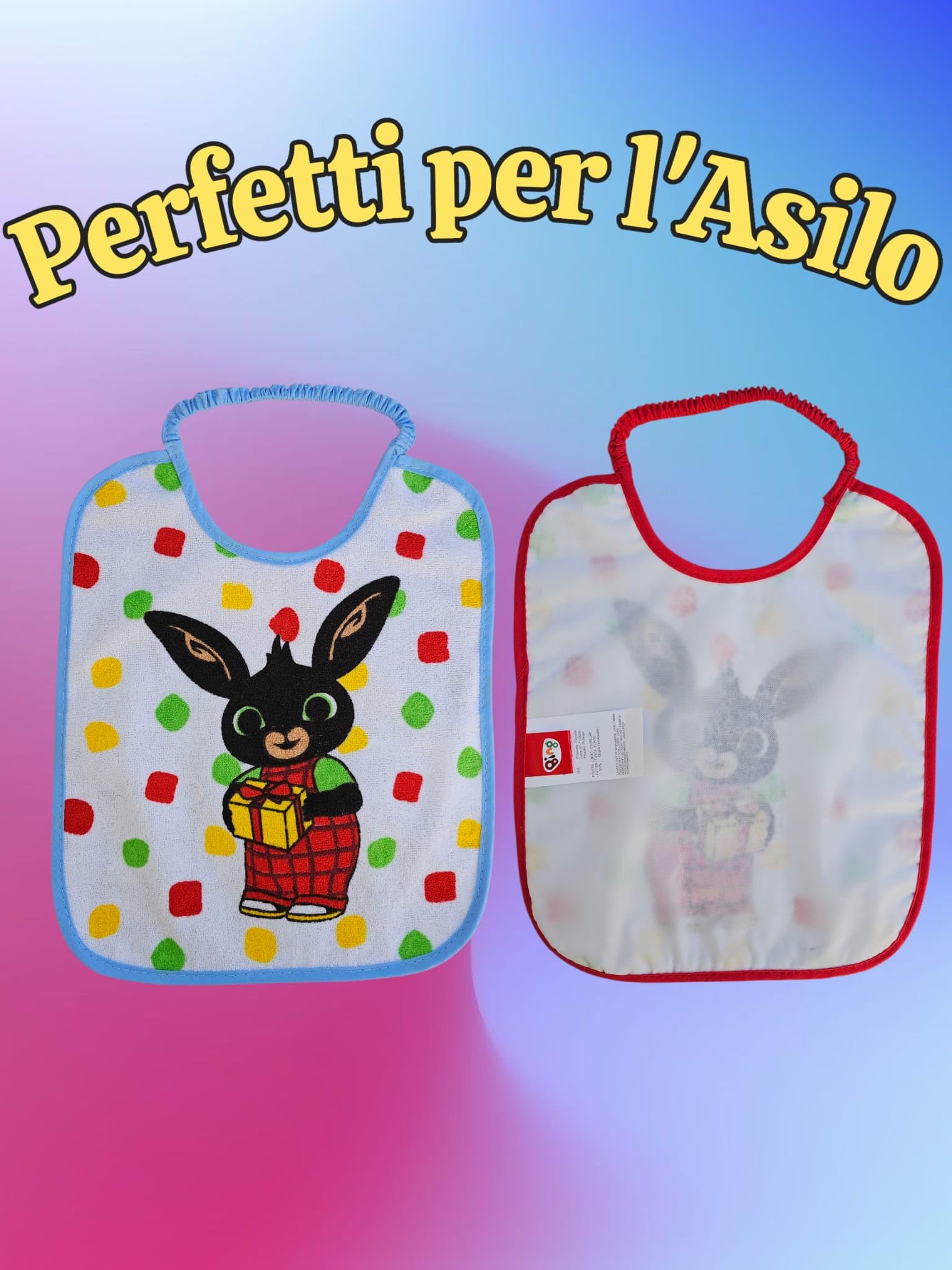 Bavaglini Impermeabili Spugna con Elastico Asilo Pappa Ellepi