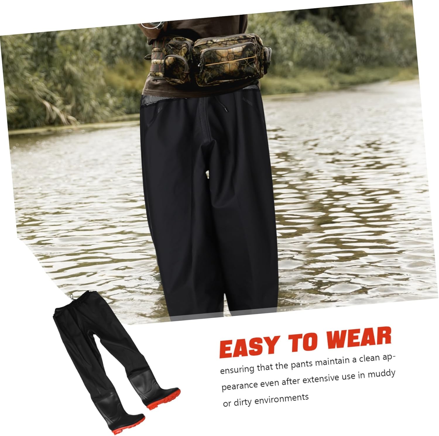 Men's Waders with Non-Slip Boots for Fishing and Hunting Durable PVC Outdoor Rain Trousers Breathable High Waders for Various Activities