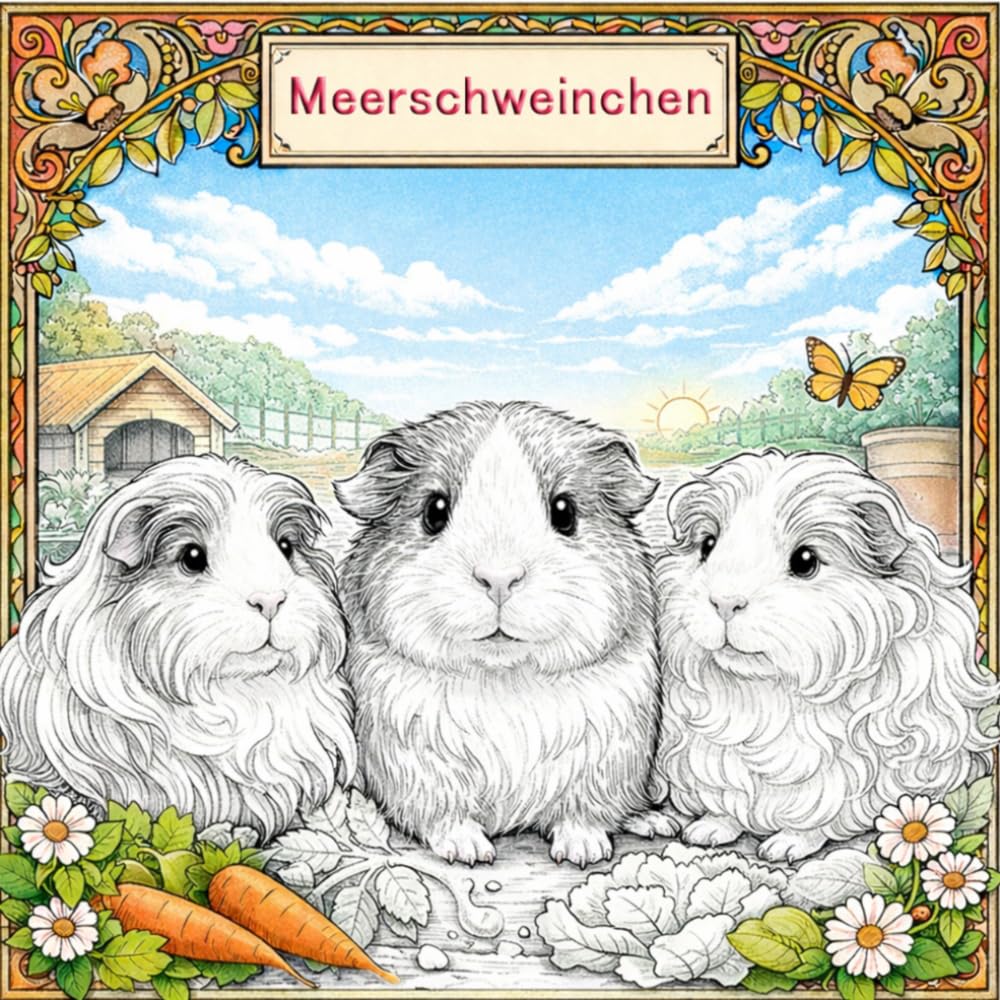 Meerschweinchen Malbuch für Kinder und Erwachsene: Entspannende und detailreiche Ausmalbilder für alle Meerschweinchen-Liebhaber – Perfekt als Geschenk