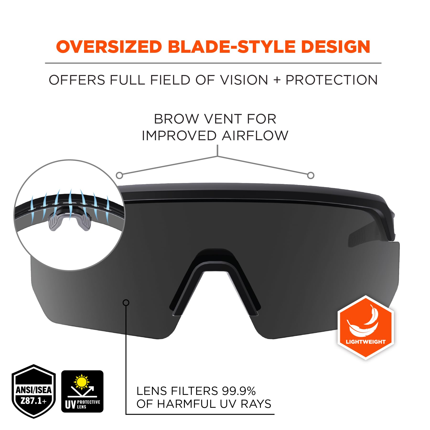 Ergodyne Skullerz Aegir Safety Glasses, Sunglasses Gafas de sol de seguridad Unisex adulto (Pack de 1)