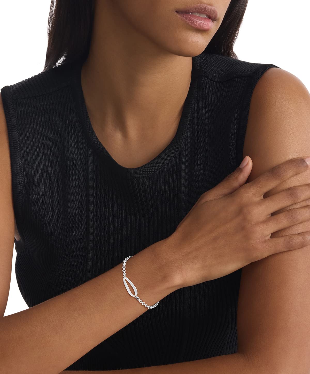 Calvin Klein Pulsera de Cadena para Mujer Colección PLAYFUL ORGANIC SHAPES con un Charm en Acero Inoxidable - Disponible en Plateado o Dorado