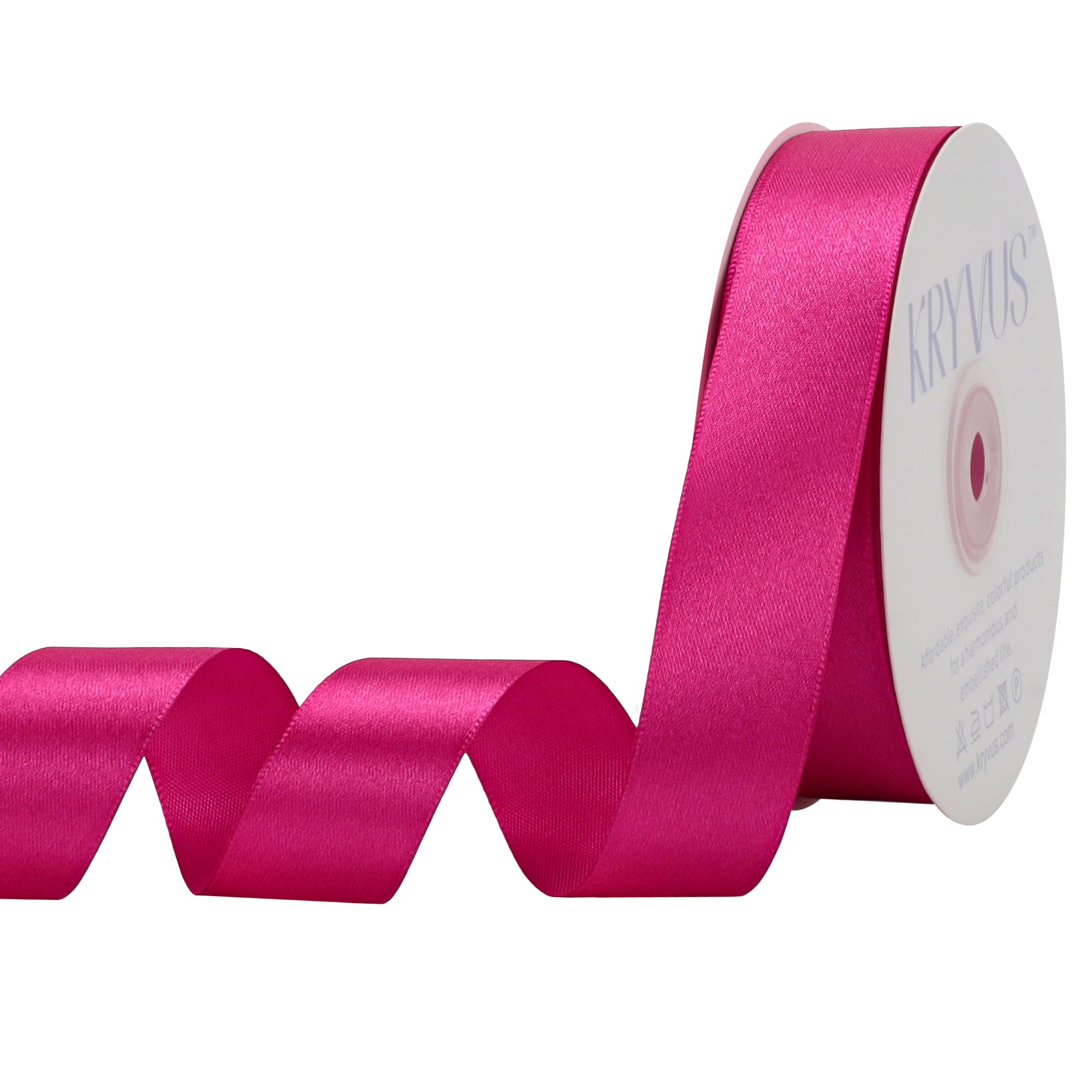 Rose Red Satin Ribbon 1 inch X Continuous 50 Yards, Single Face Polyester Ribbon Perfect for Gift Wrapping, Flower Bouquet, Wedding Decor, Crafts, Bow