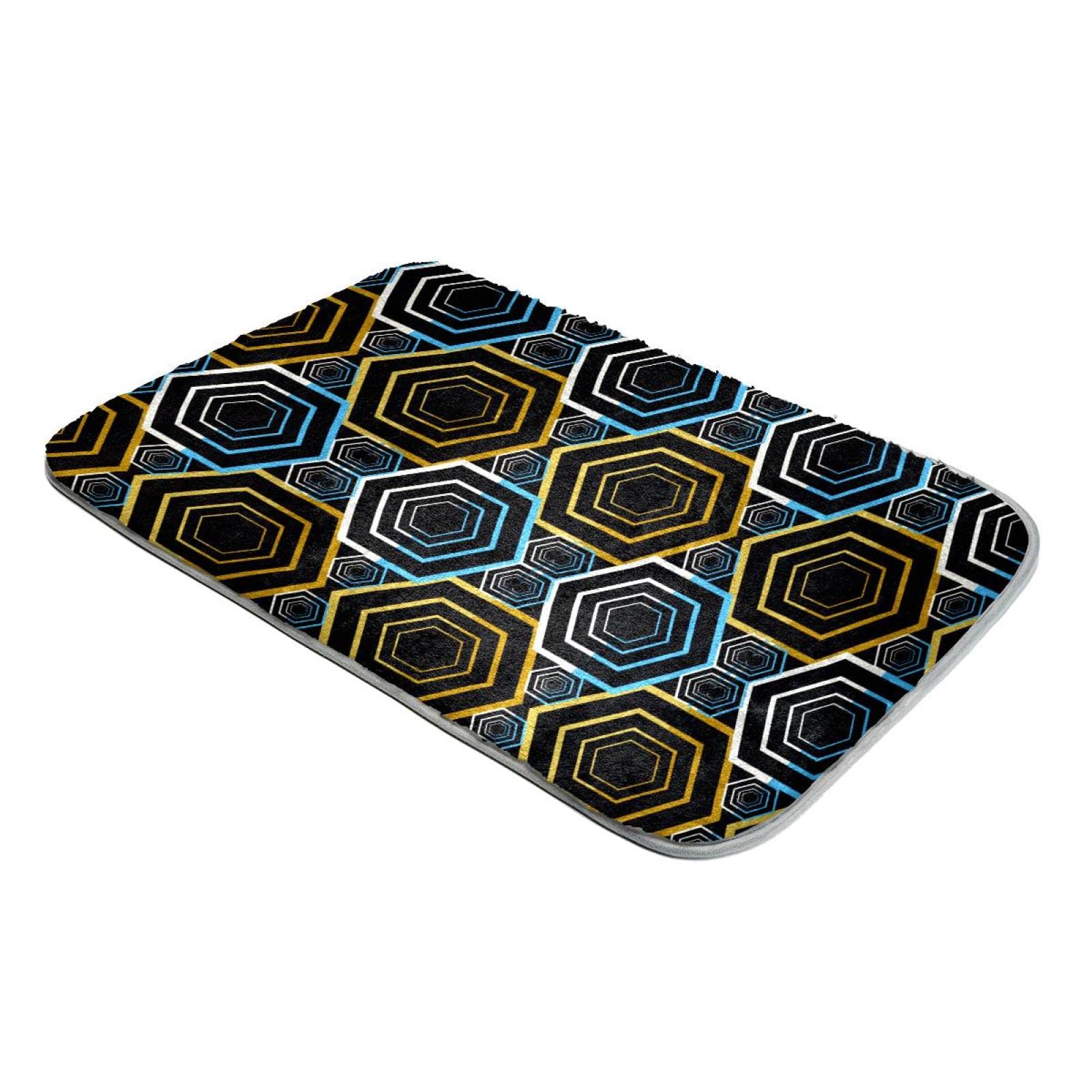 Tapis poils longs fausse fourrure ultra doux géométrique hexagonal