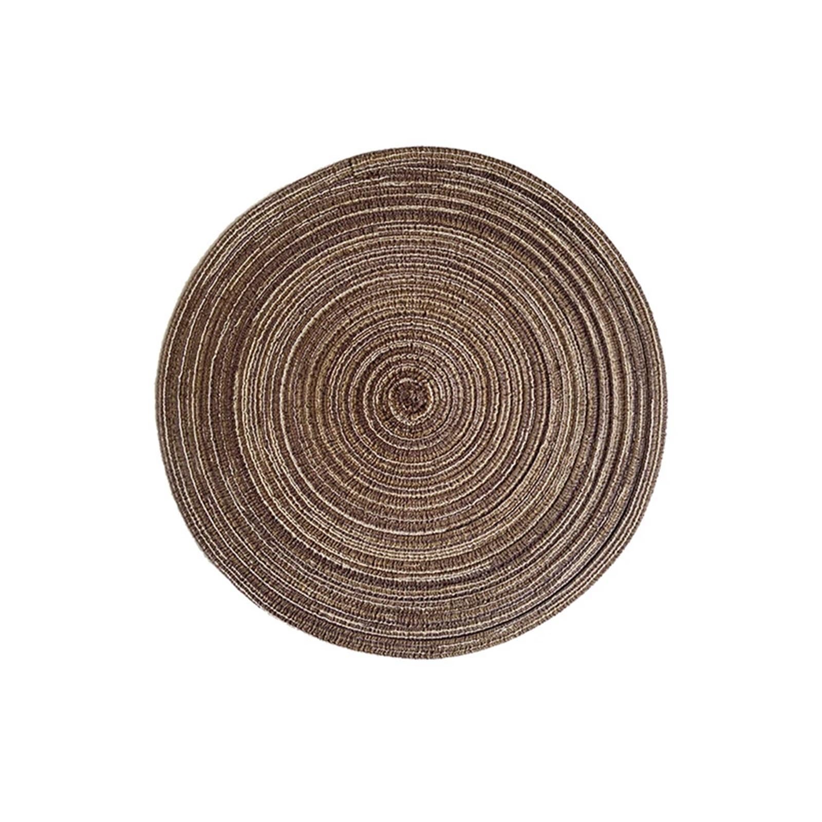 4 manteles Individuales Redondos de ramio Tejidos, Antideslizantes for Mesa Comedor, for vajilla, Posavasos for Tazas y Bebidas Cocina para Mesas De Comedor Y Cocinas(Coffee,4 pcs 30 cm)