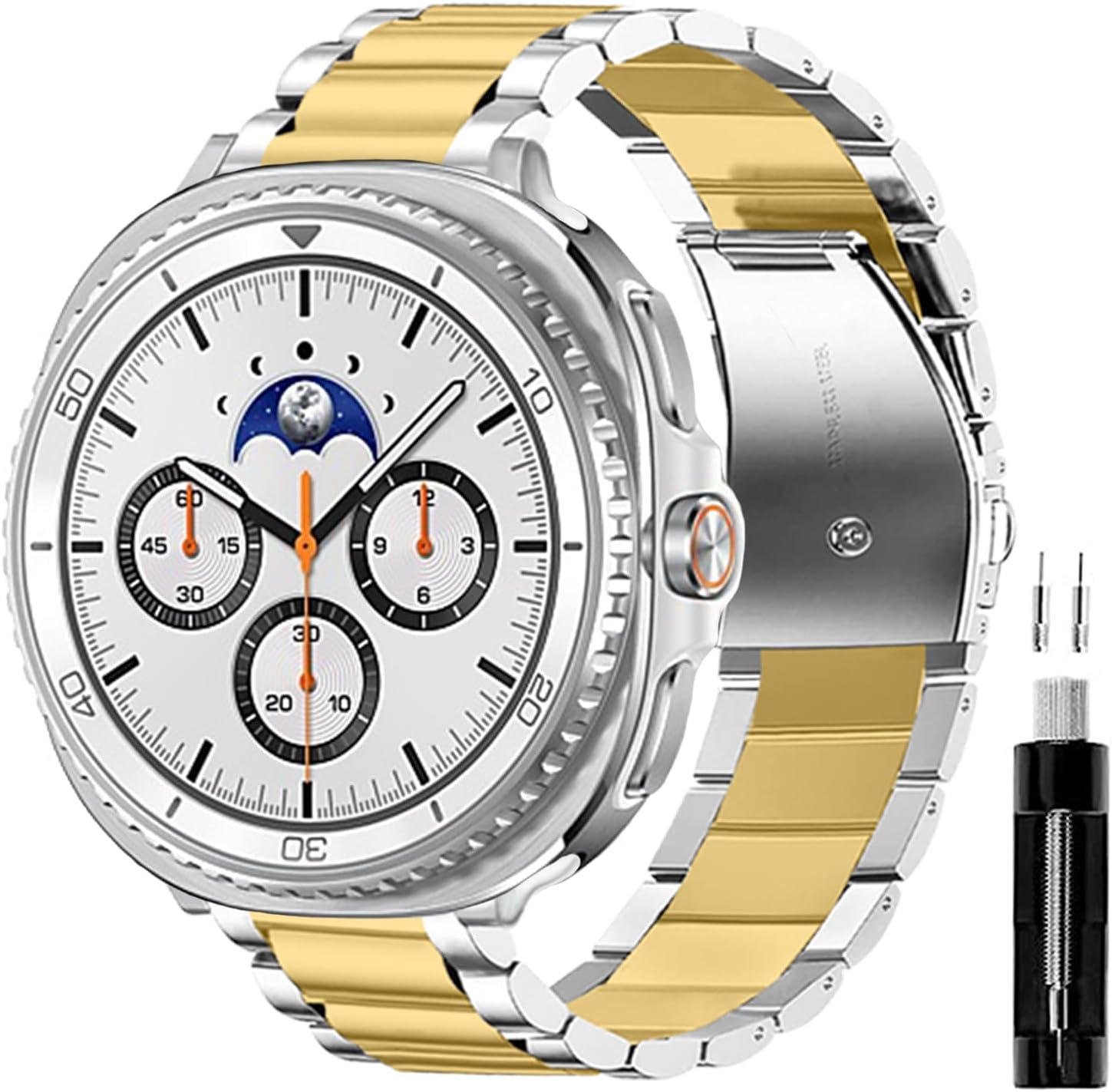 GOLDTOLUCK No Gap Stainless Steel Band Compatible with Samsung Galaxy Watch 8 7 6 5 4 FE Pro Classic 40mm 44mm 43mm 47mm 45mm 42mm 46mm 20mm Men Women Milanese Metal Elegant Casual Gold/Silver Galaxy 8 40/44mm & 8 Classic 46mm