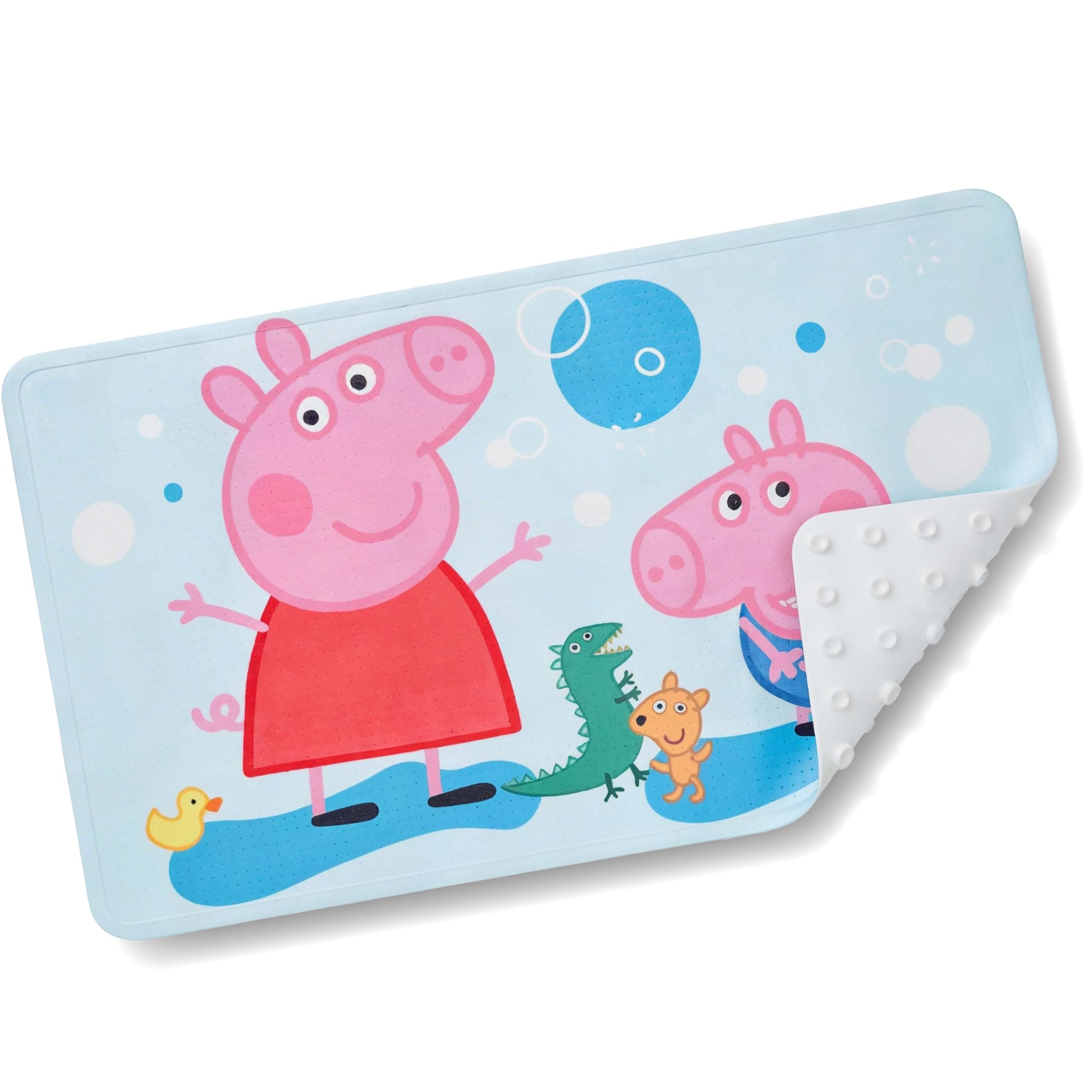 Peppa Pig Tappetino da bagno per bambini, antiscivolo, con ventose e struttura antiscivolo, morbido e delicato sulla pelle, facile da pulire, lavabile in lavatrice, tappetino doccia per bagno e doccia
