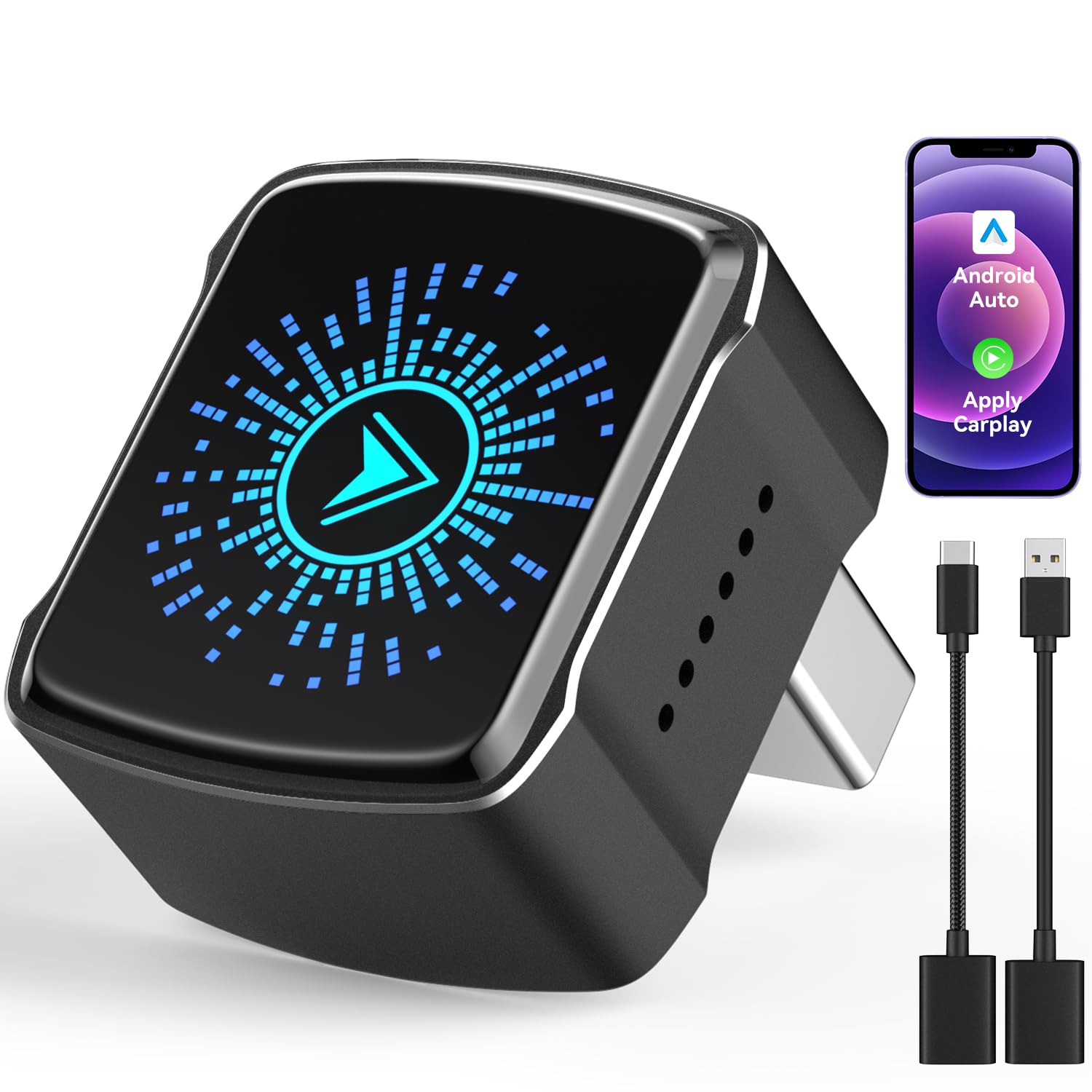 Bemkia CarPlay Wireless Adapter & Android Auto Wireless Adapter | Plug & Play Mini Stabil für iOS & Android Autos ab 2016 (Schwarz)