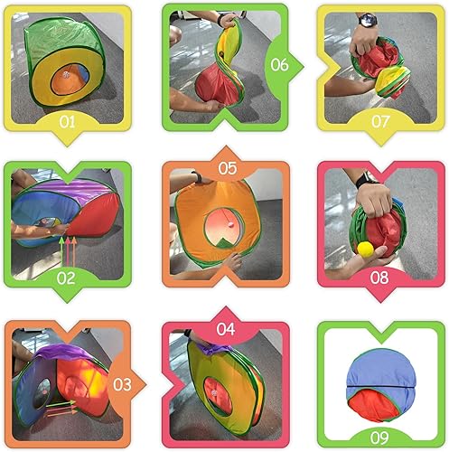 Miniatura 3 de Andiker Túnel para gatos, colorida tienda de campaña plegable cuadrada colorida para gatos que combina con la mayoría de tubos para gatos, tienda de