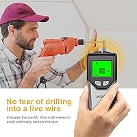 Vista 4 de Escáner de pared con detector de vigas, 5 en 1, chip inteligente, pantalla LCD alta definición, para el centro y el borde de la madera, cables